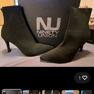 Ninety Union Women's Black Mesh High Heeled Ankle  Boots Size 13B